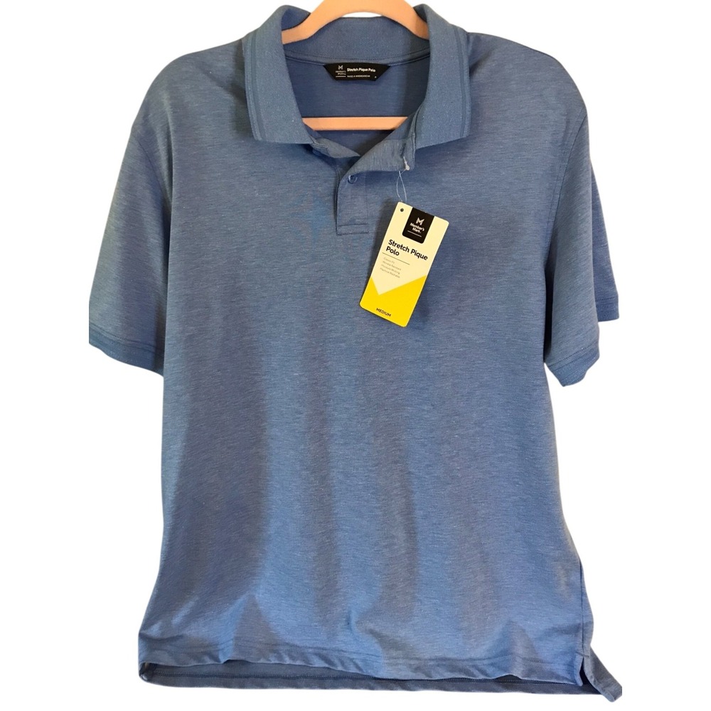 Men's Blue Classic Fit Stretch Cotton Pique Polo Size‎ Medium Member's Mark